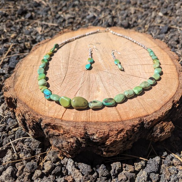 Navajo Turquoise Bead Necklace Earring Set Handmade‎ Native American Jewelry*** - Picture 8 of 12